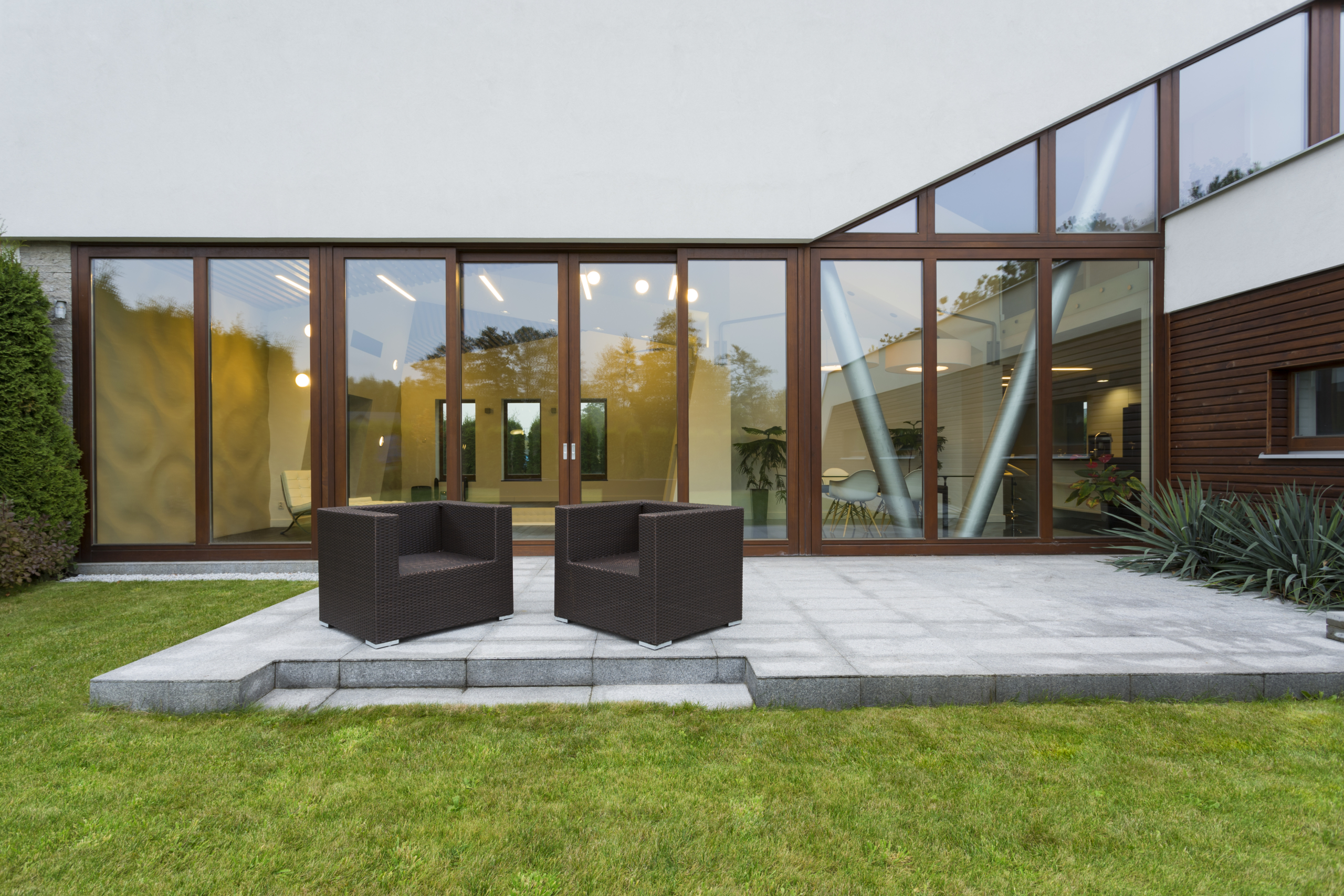 Villa patio with rattan chairs Luxury Home for sale
